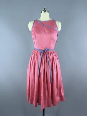 1960s Vintage Pink Silk Cocktail Dress