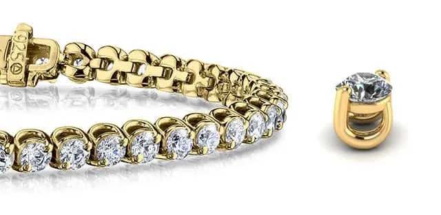 2 Prong Brilliant Round Diamond  Tennis Bracelet with 3.98 ct.(finished) 2.7mm