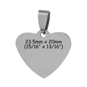 2 Stainless Steel Metal Stamping Blanks Charm Pendants with Bail, HEART 15/16 x 13/16 . 15 gauge  msb0110