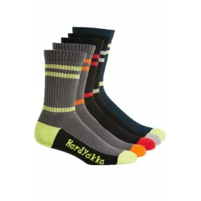 20 X Mens Hard Yakka Crew Work Multi-Coloured Workwear Socks