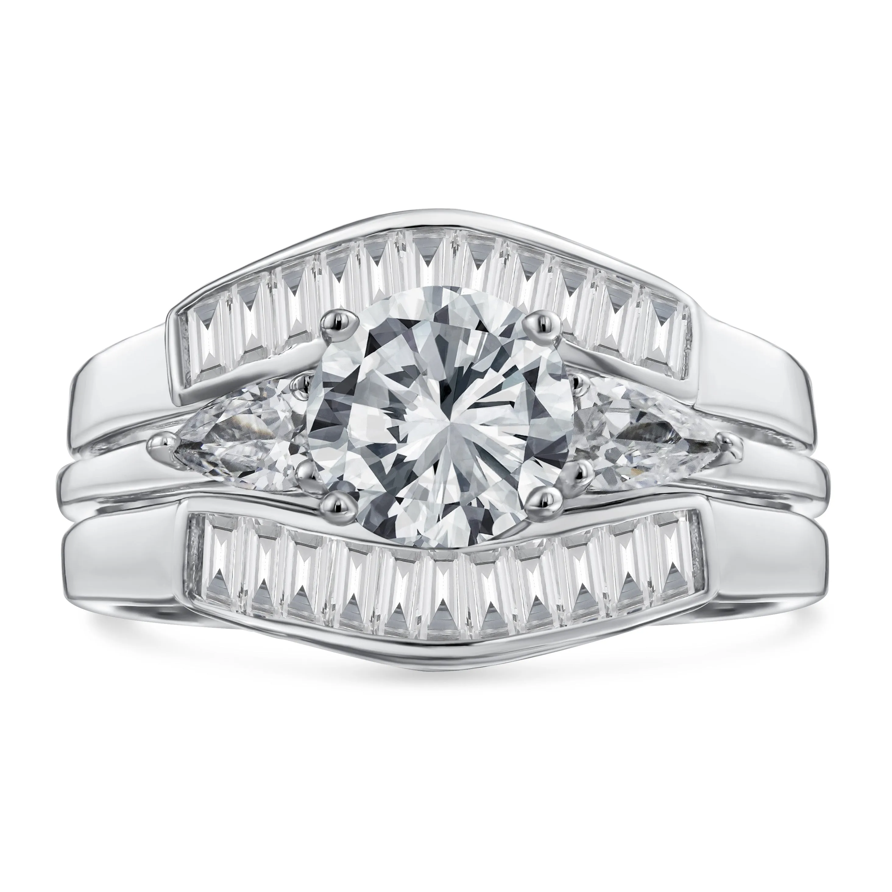 2.5-1CT Solitaire Marquise CZ Engagement Ring Set .925Sterling Silver