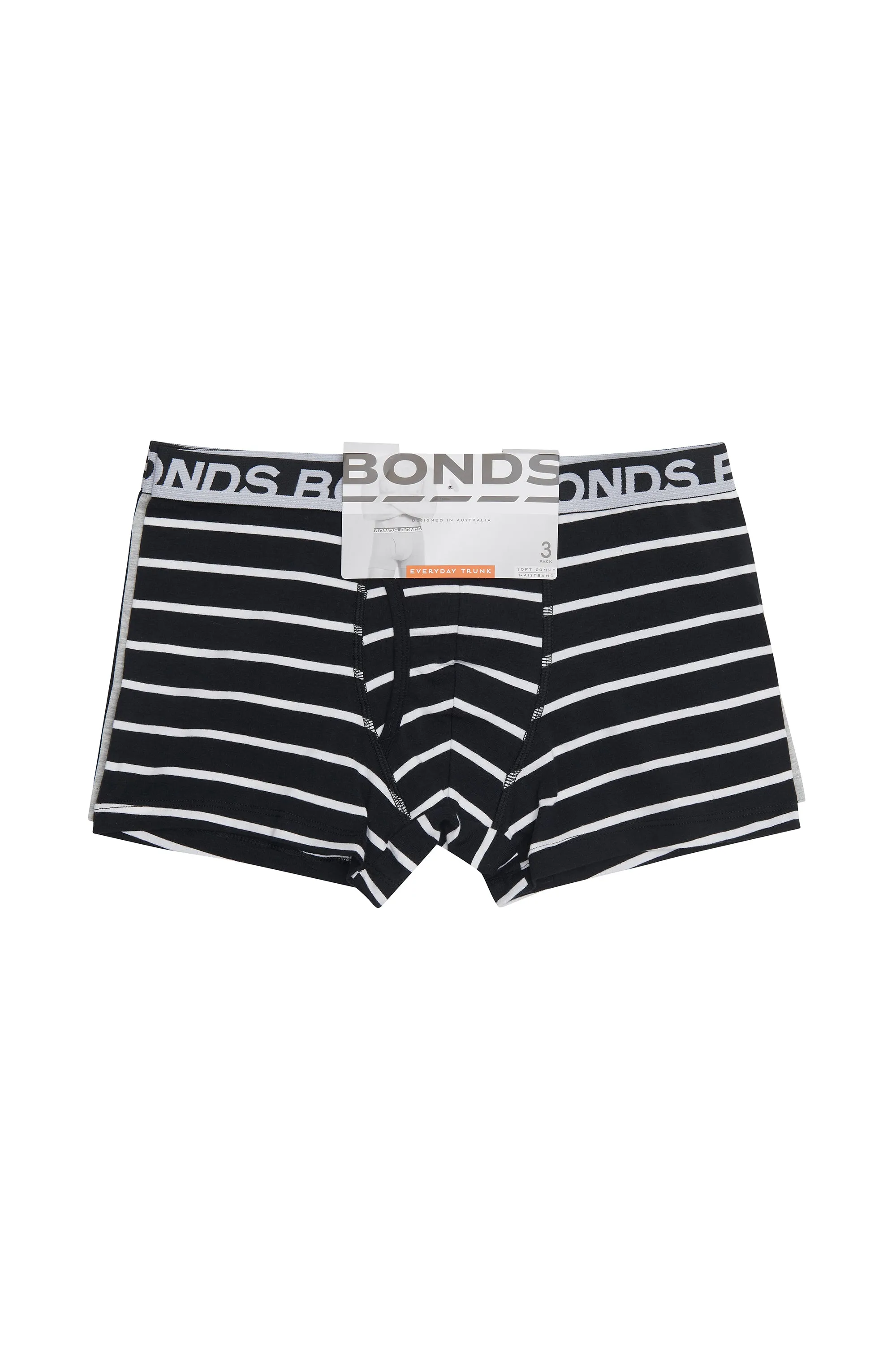 6 x Bonds Mens Everyday Trunks Underwear Black Stripe/Grey/Black