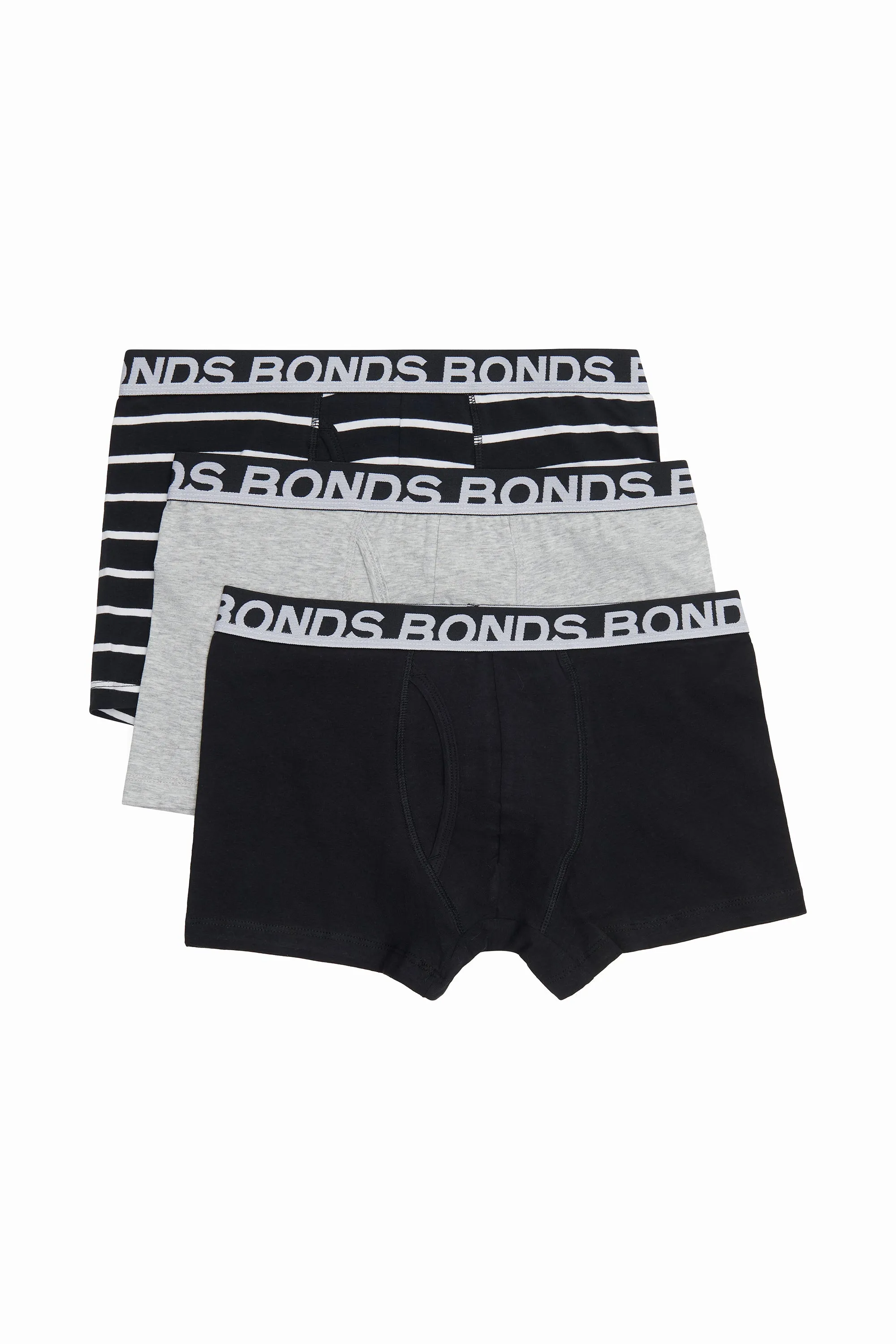 6 x Bonds Mens Everyday Trunks Underwear Black Stripe/Grey/Black