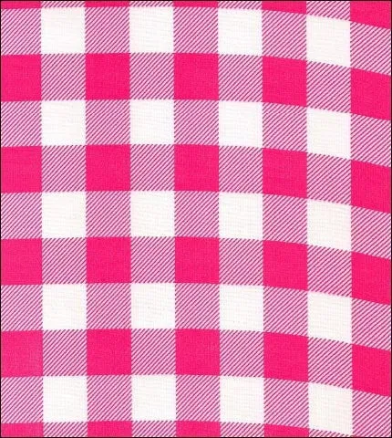 60" Round Oilcloth Tablecloth in Large Gingham Pink