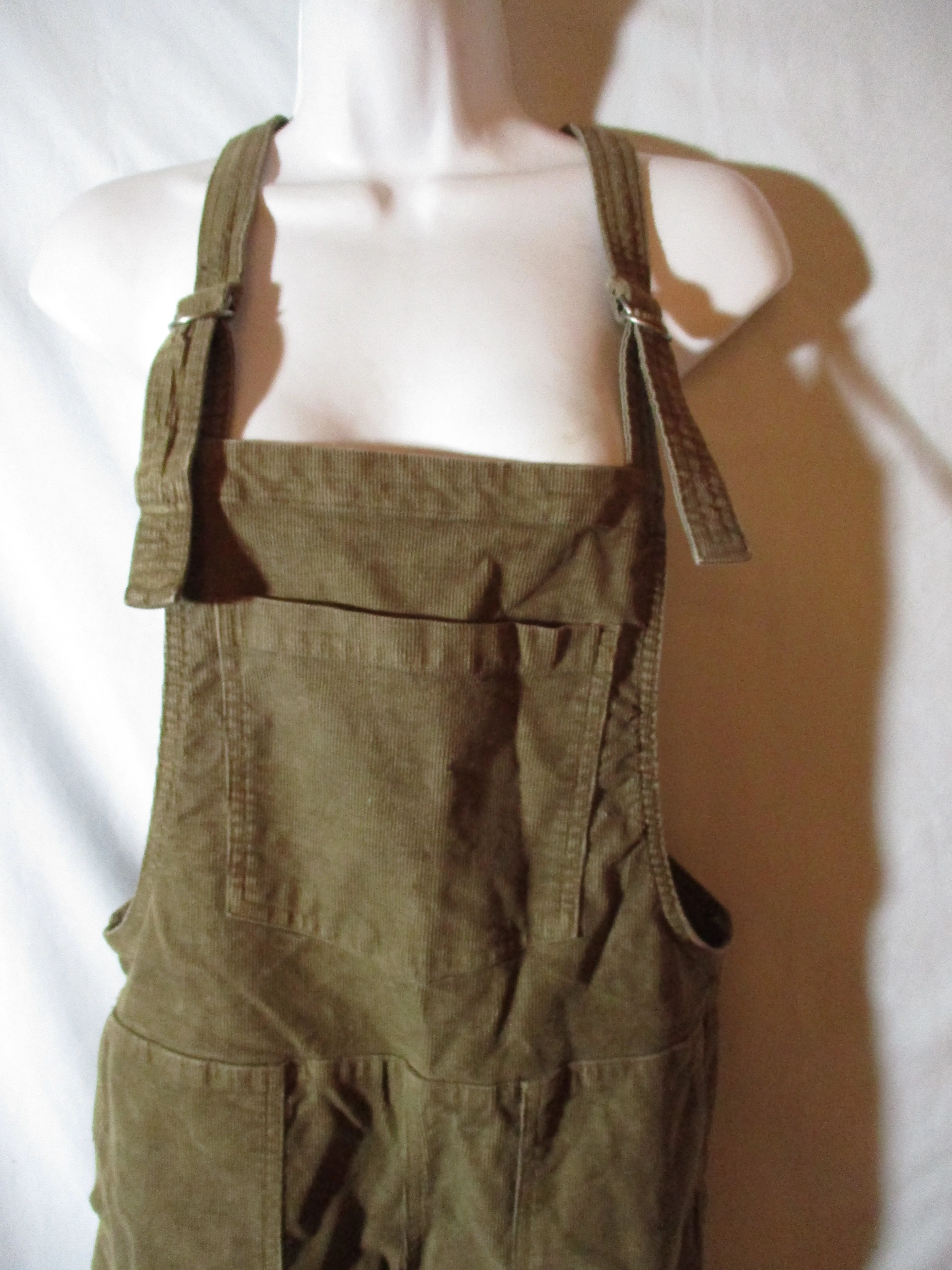 AERIE Corduroy Bib Jumpsuit Overalls Pockets Boho S/P Brown