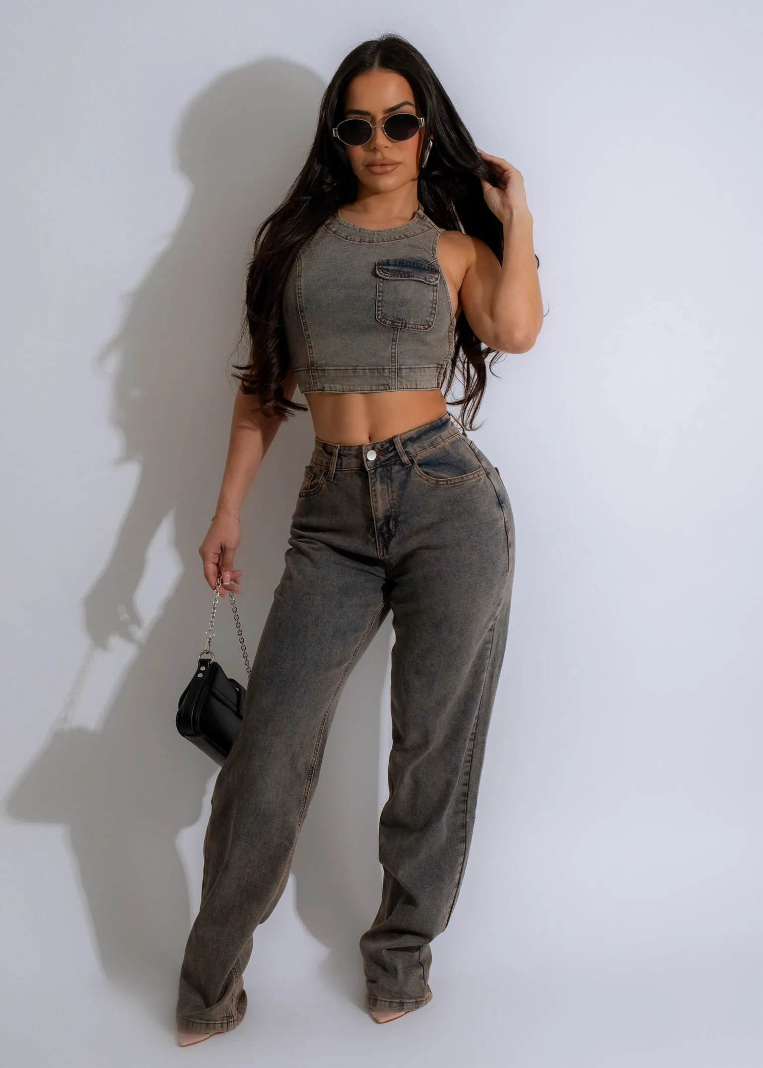 All In Love Denim Pant Set Denim