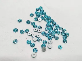 Aqua Blue Circular Center Hole Glass Stones (4 mm)