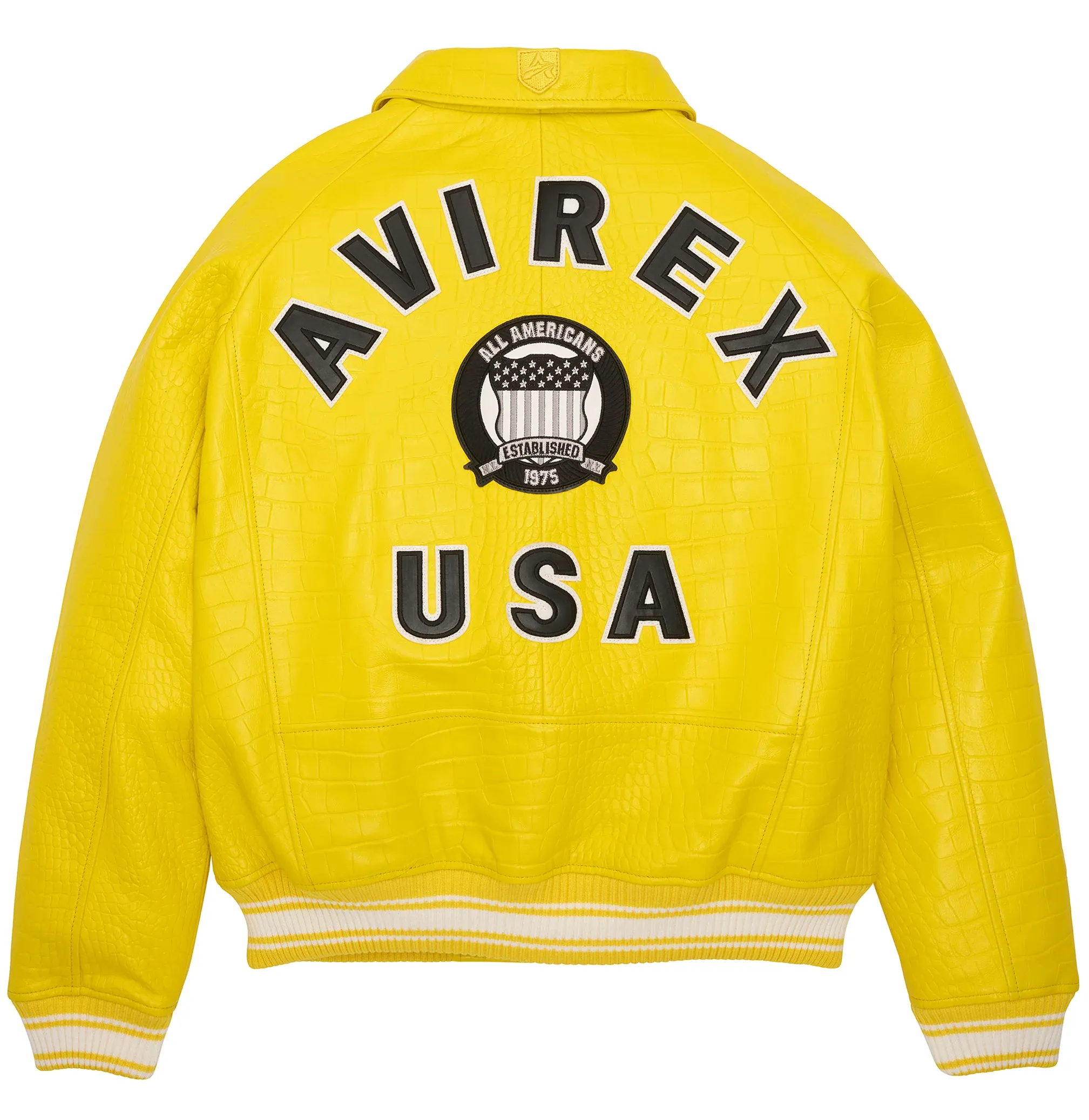 AVIREX CROC IRON LEATHER JACKET YELLOW