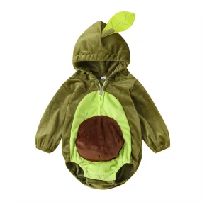 baby avocado cartoon long sleeve plush coat