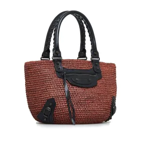 Balenciaga Motocross Classic Raffia Panier Tote