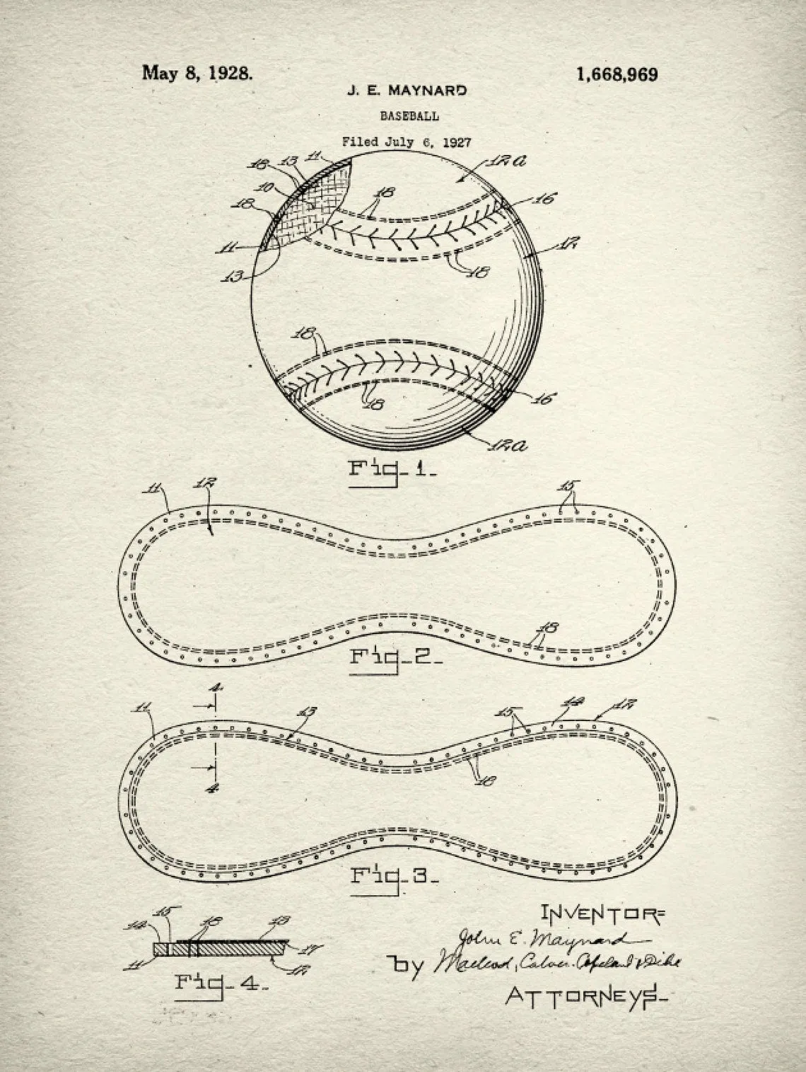 Baseball Patent Prints on Canvas Wall Art - Individual or Sets up to 8