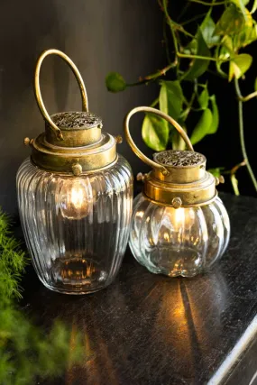 Battery Operated Glass Lantern - 2 Sizes Available