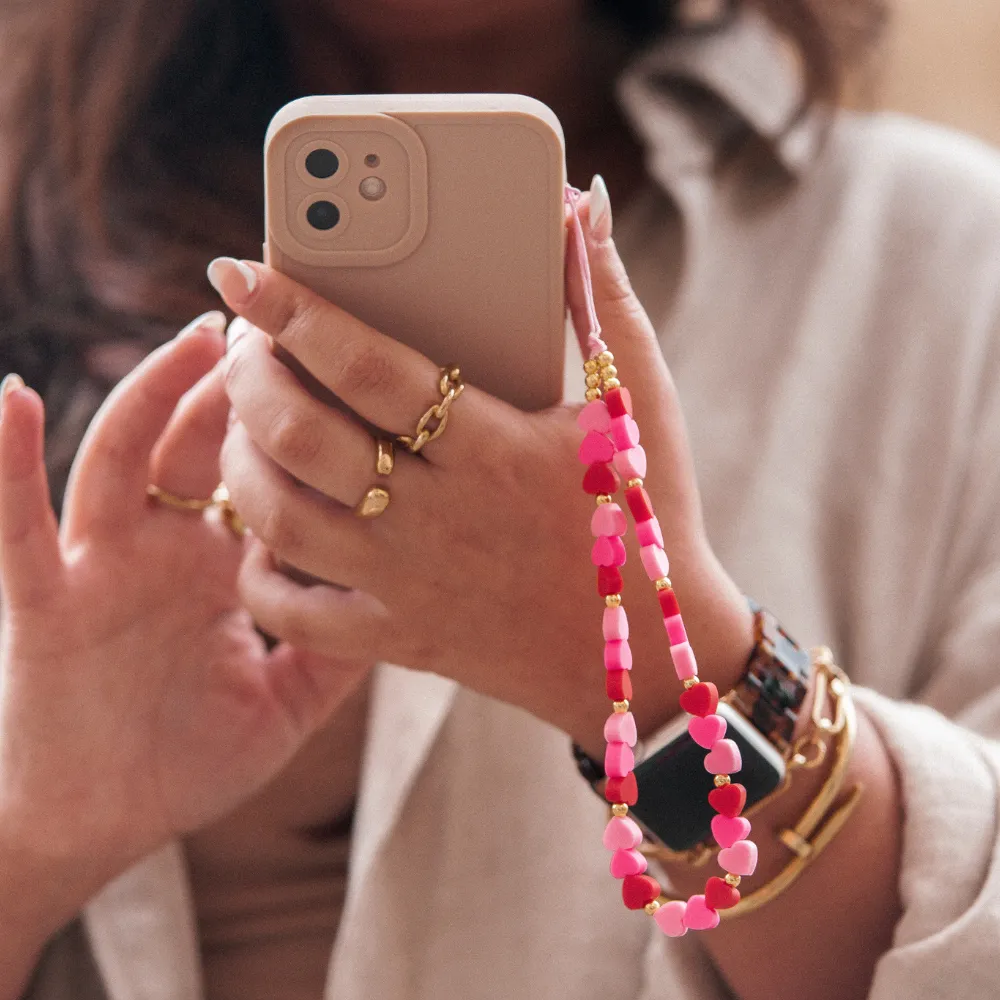 Beaded Phone Strap - Hearts