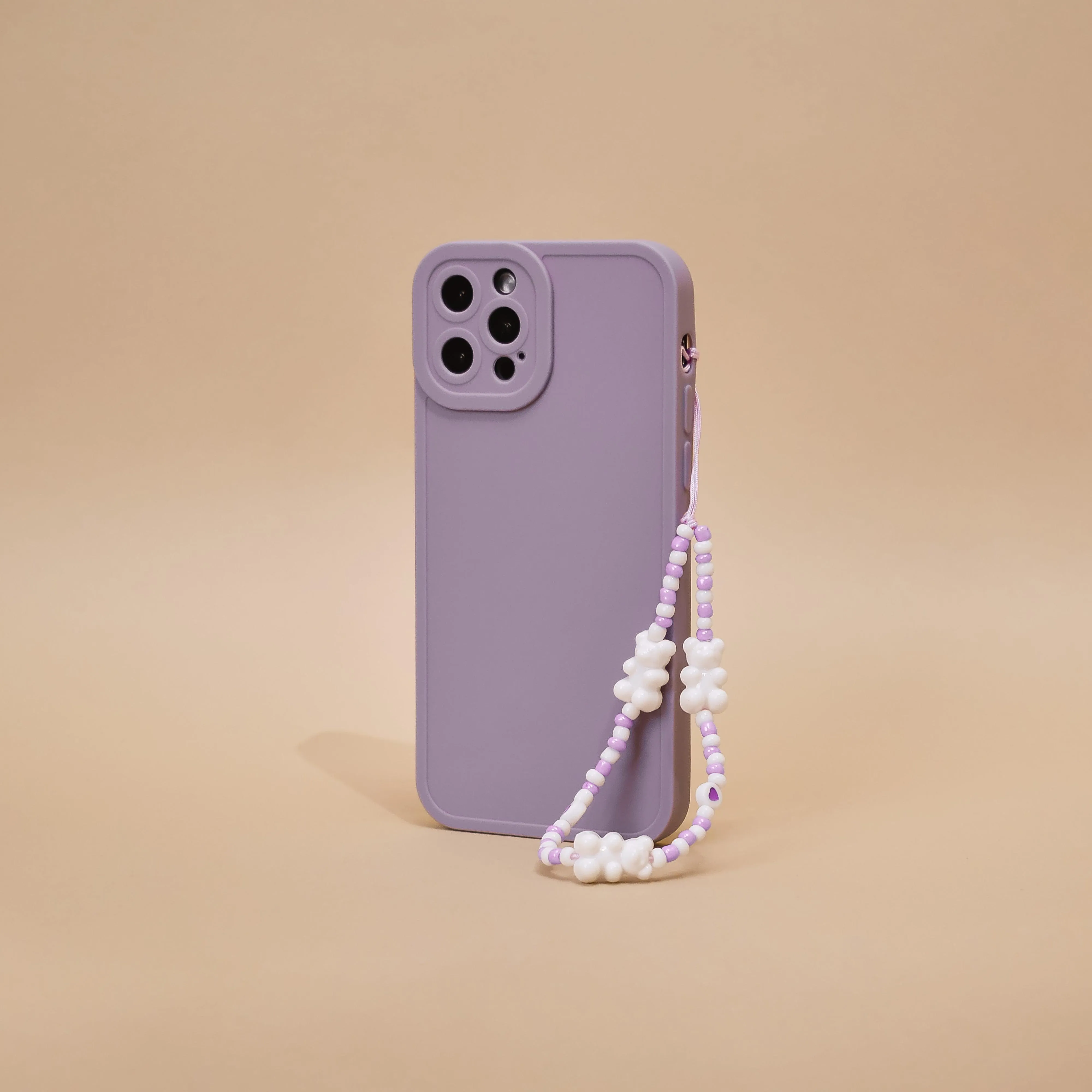 Beaded Phone Strap - Lilac Bears