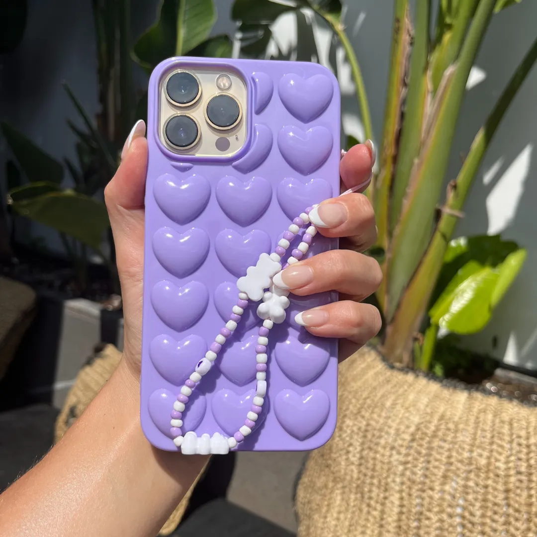 Beaded Phone Strap - Lilac Bears