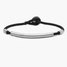 Braided Bracelet With Sterling Silver Bar (Black)