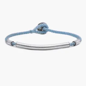 Braided Bracelet With Sterling Silver Bar (Light Blue)