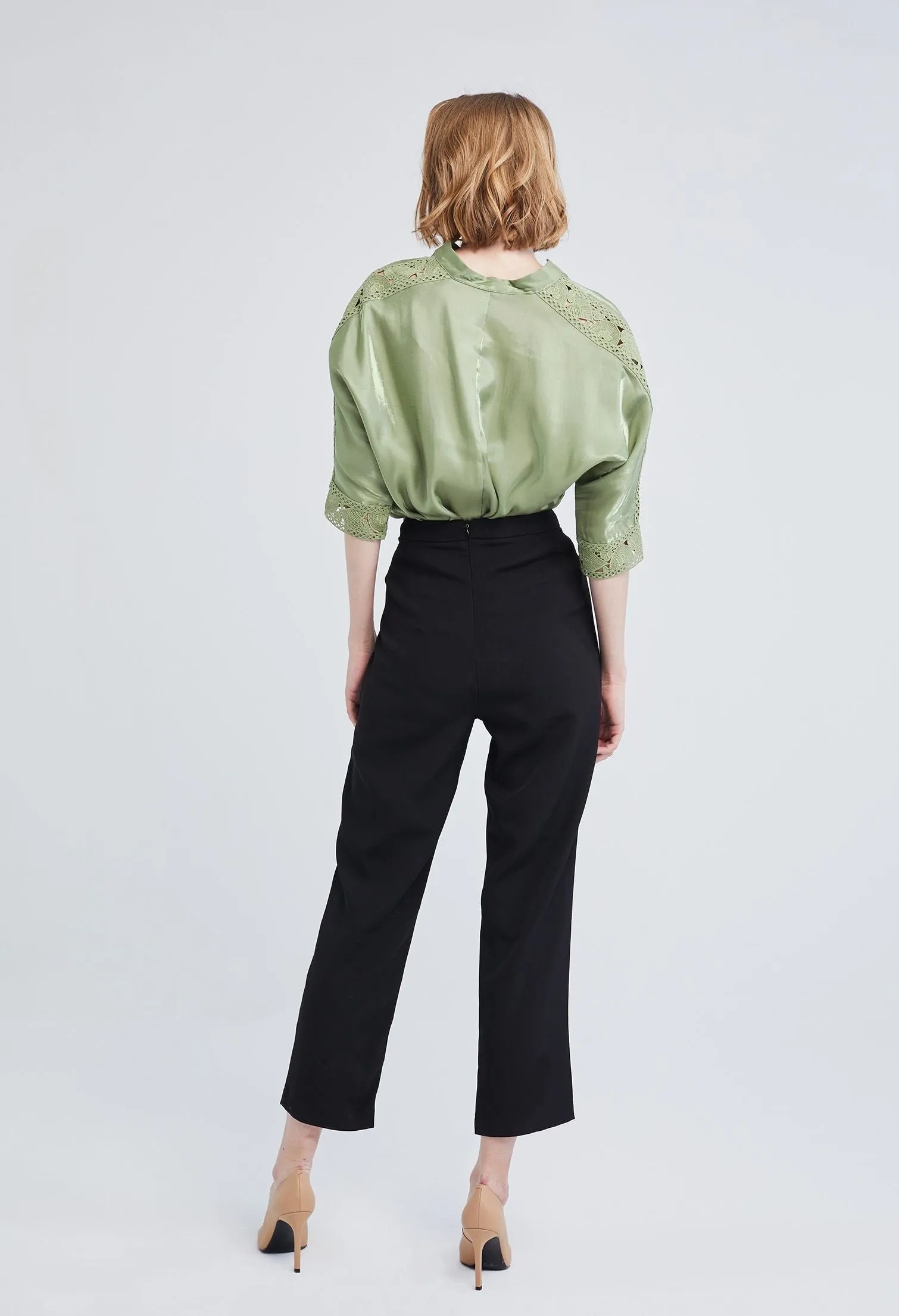 Braided Slant Buttoned Pants