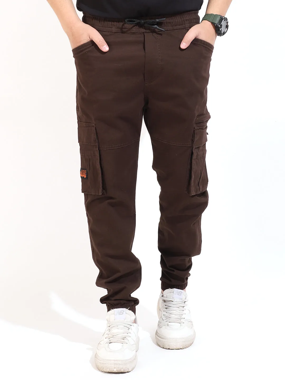 Brown Coated Cotton Twill Cargo