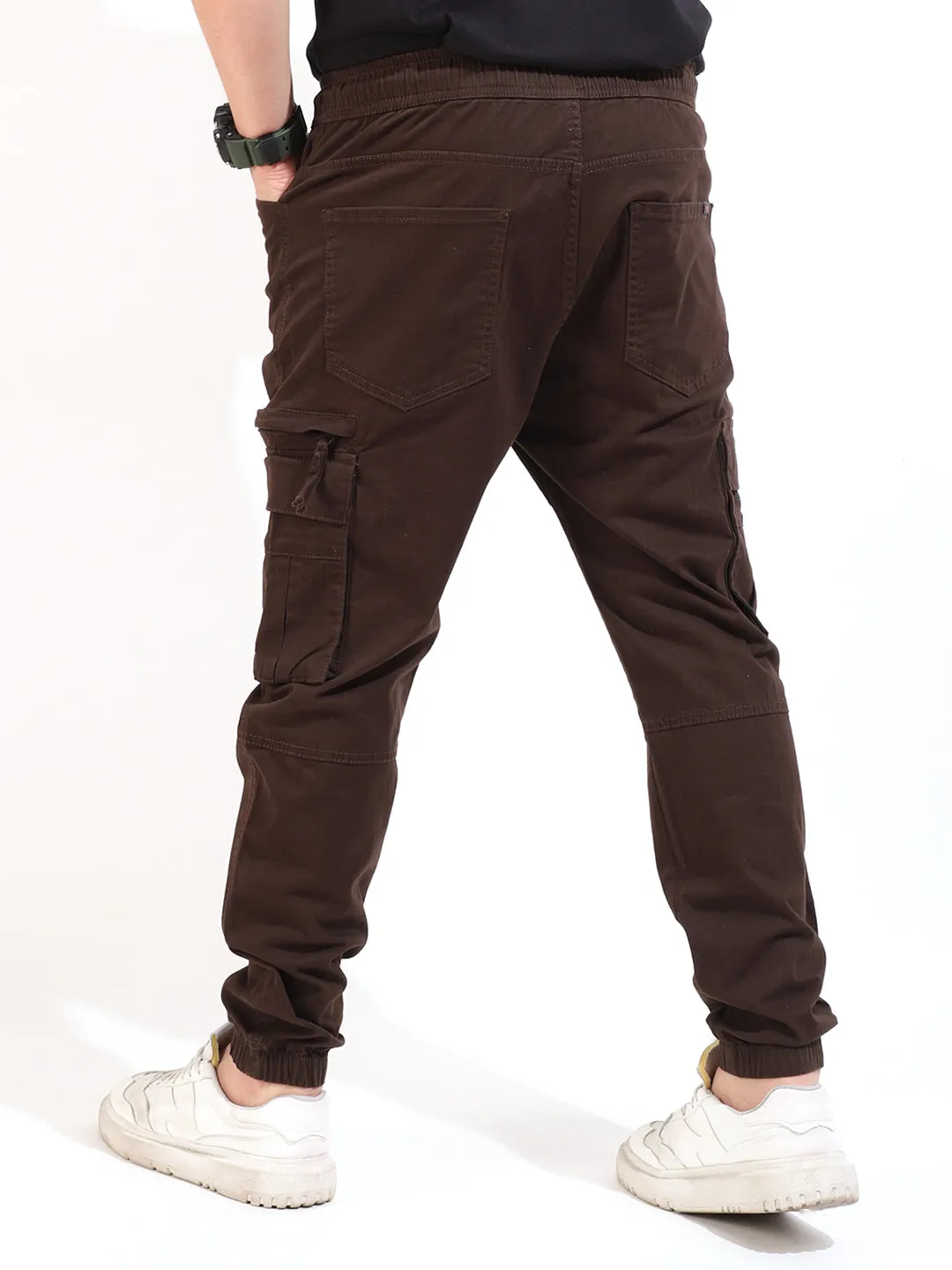 Brown Coated Cotton Twill Cargo