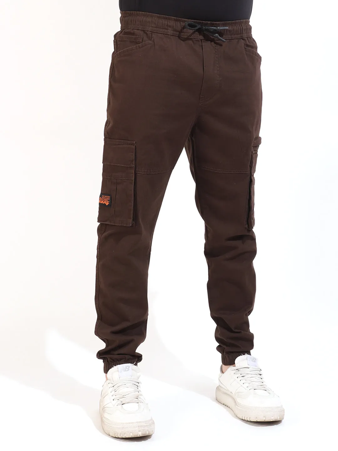 Brown Coated Cotton Twill Cargo