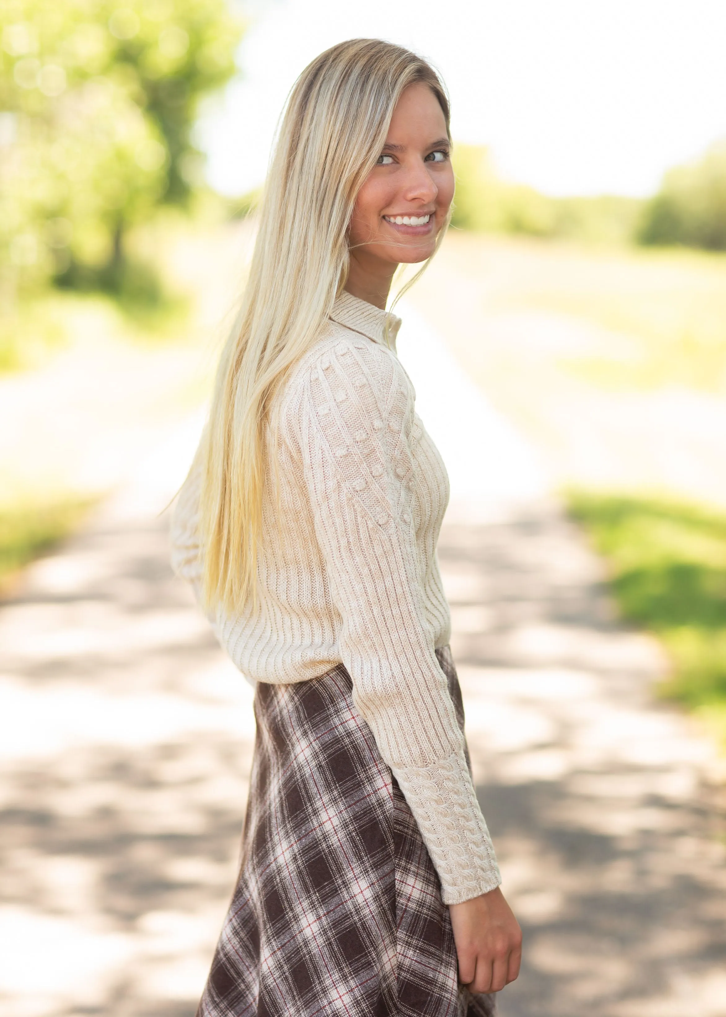 Button Up Long Sleeve Oatmeal Sweater - FINAL SALE