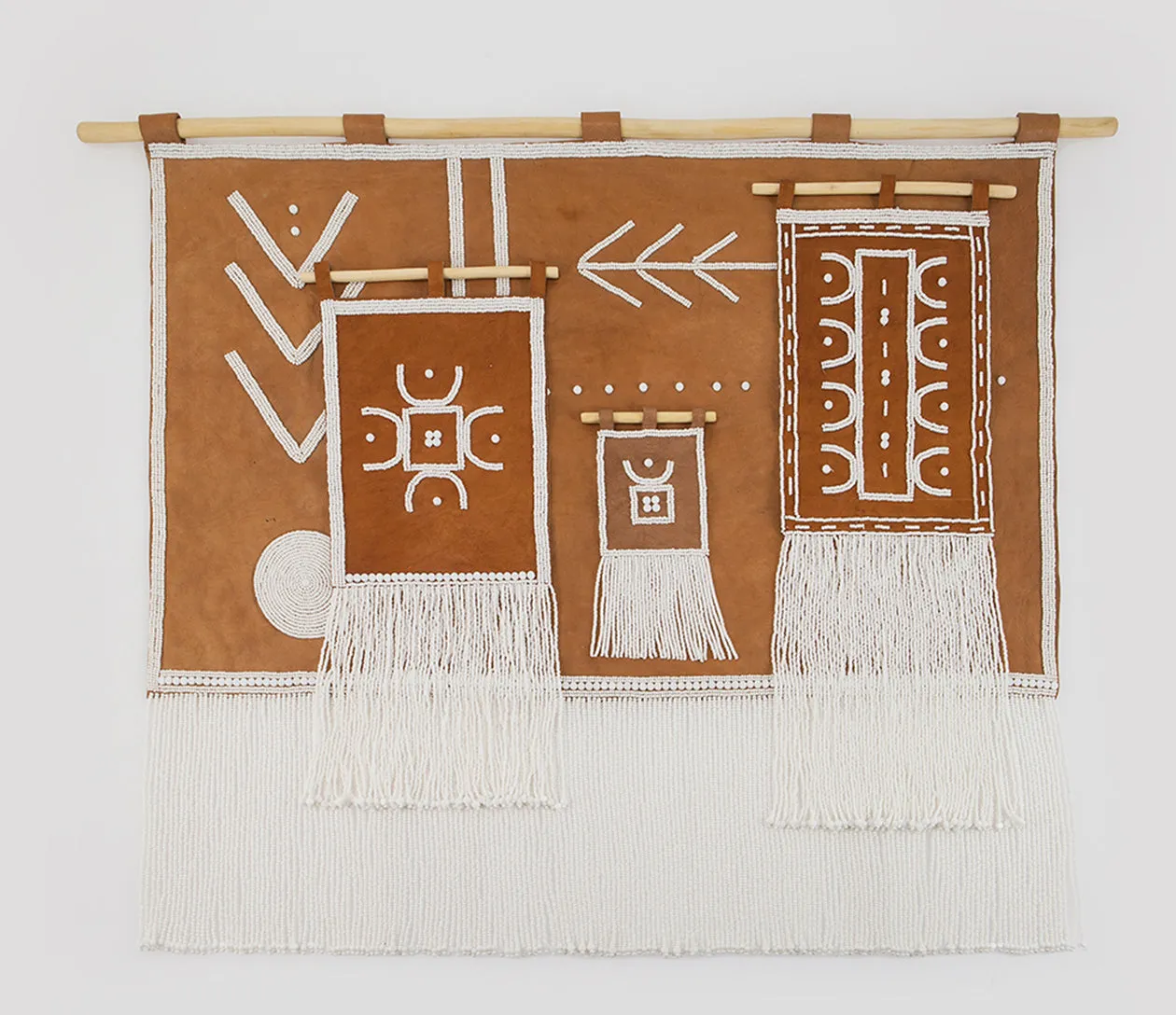 Cameroon Leather Wall Hanging - WHITE