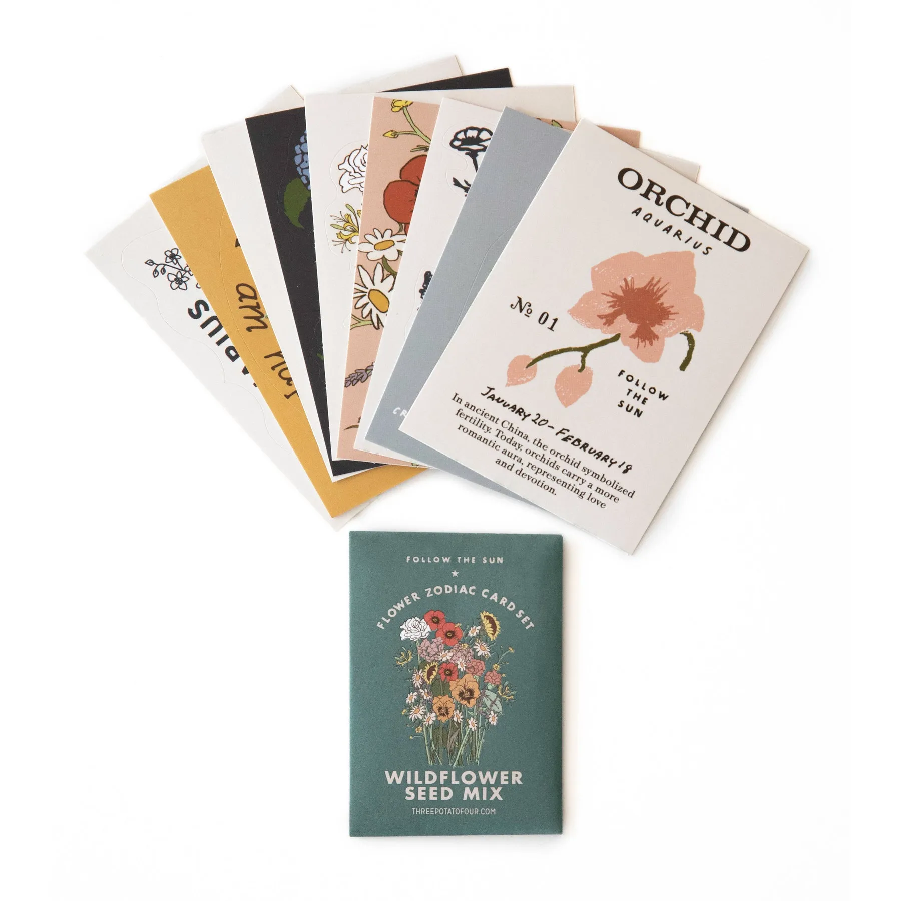 CANCER (JUNE 21 - JULY 22) FLOWER ZODIAC STICKER CARD SET