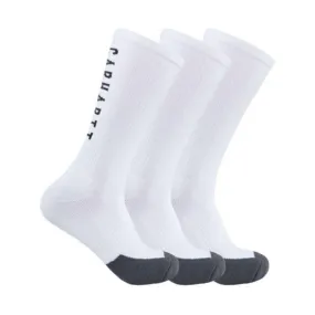 Carhartt Men's Force Midweight Logo Crew 3 Pack Socks - White/Grey