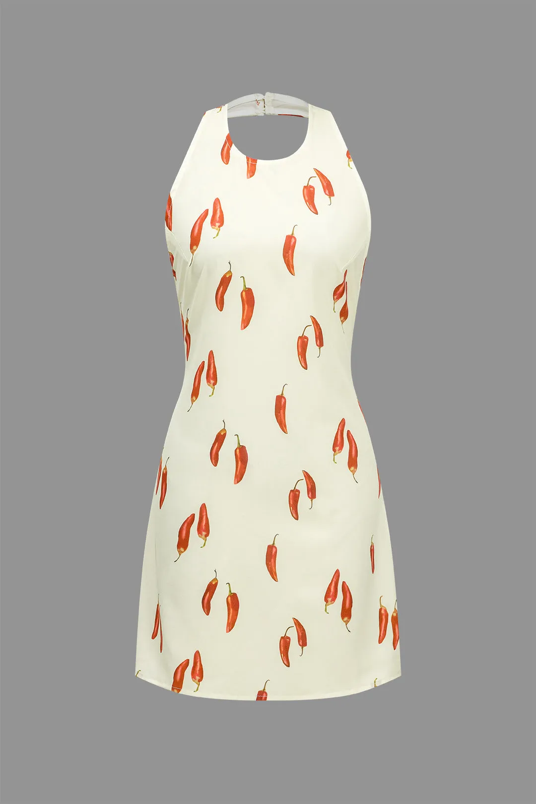 Chili Print Backless Mini Dress