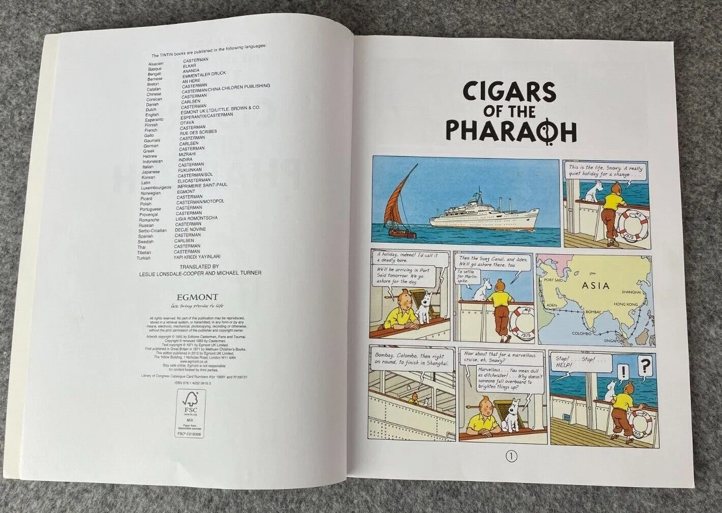 Cigars of the Pharaoh Tintin Book Egmont UK Paperback Edition