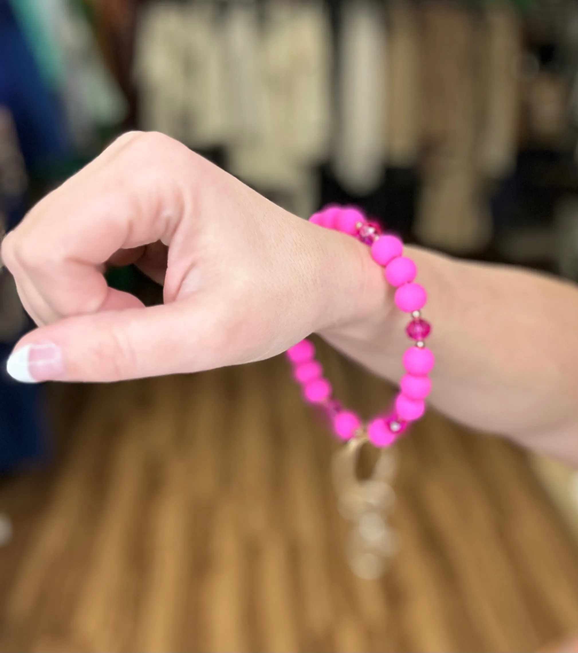 Clay and Glass Bead Accent Key Ring