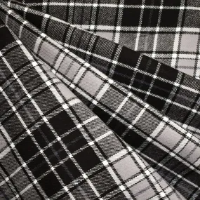 Cozy Cotton Flannel Layered Tonal Tartan Plaid Black/Grey SY