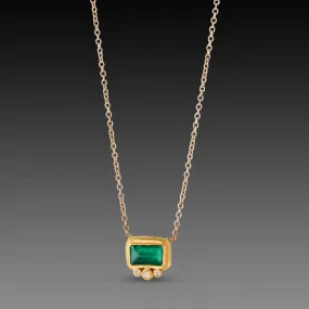 Emerald Necklace with Diamond Trio