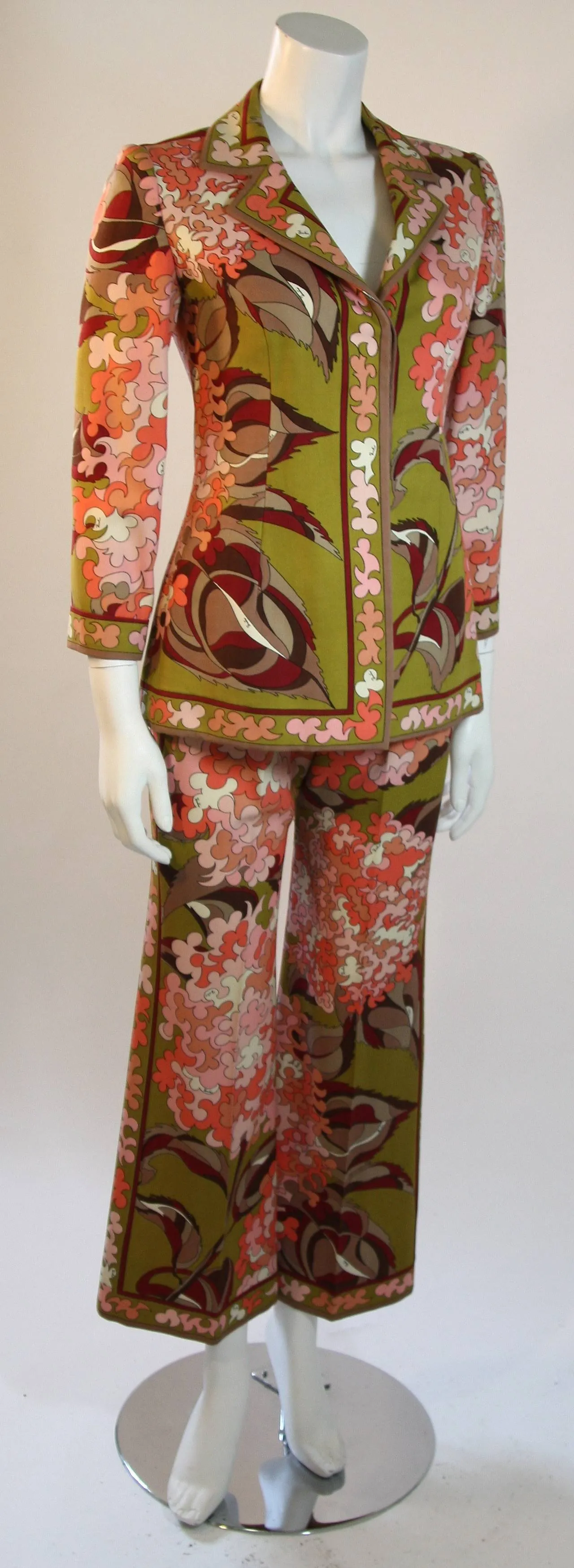 EMILIO PUCCI Olive 2 pc Printed Pant Suit