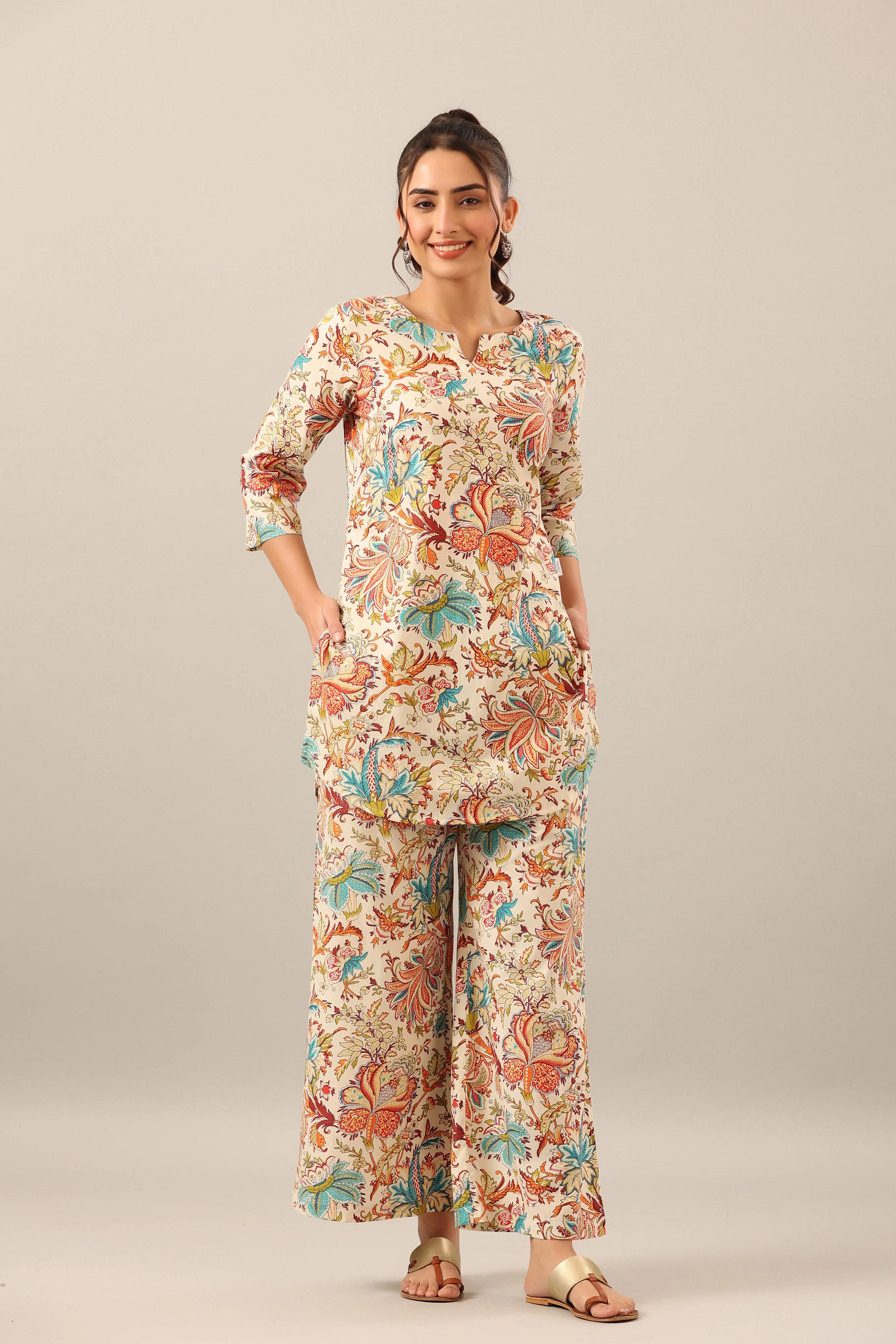 Ethnic Jaal on Cotton Loungewear Set