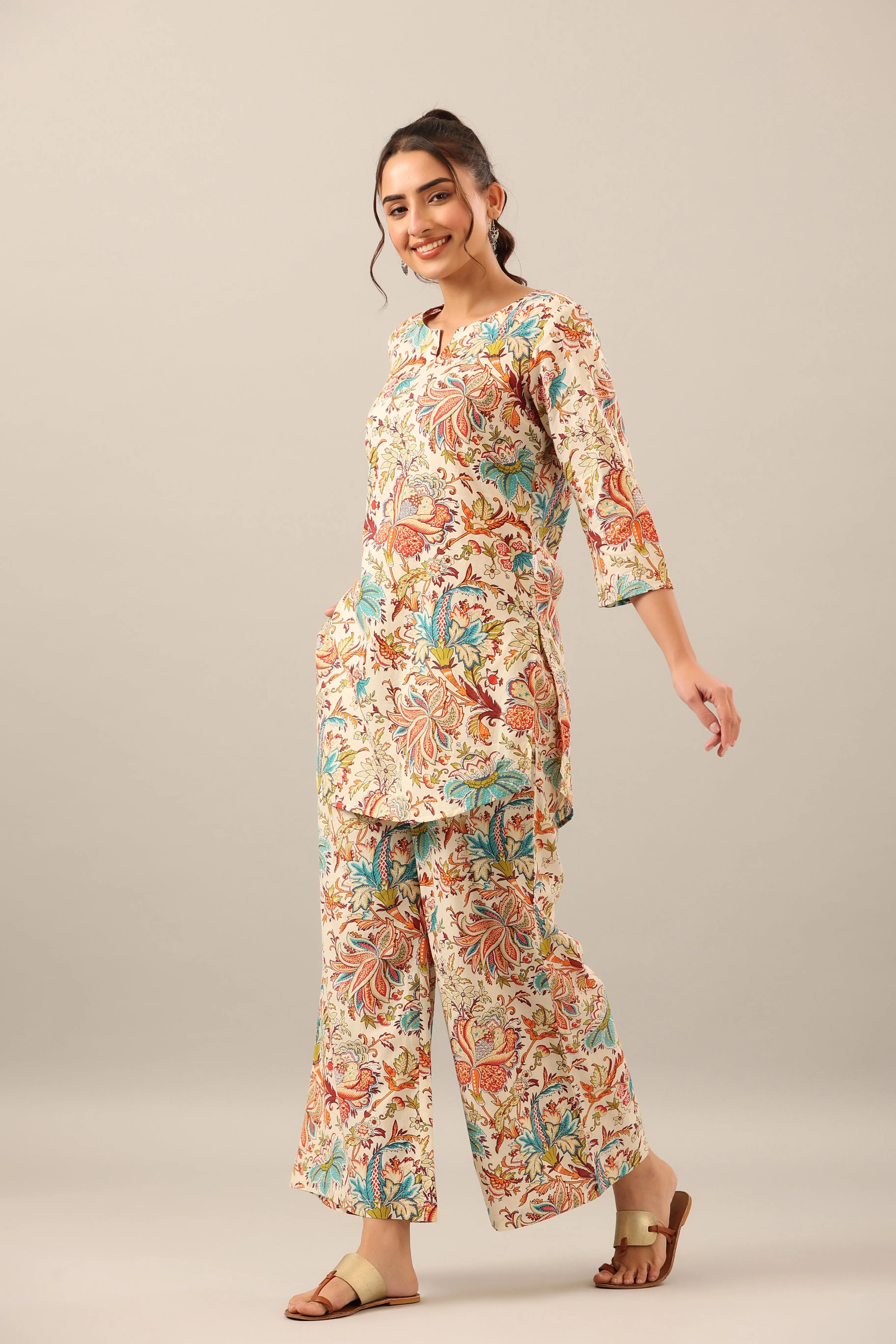 Ethnic Jaal on Cotton Loungewear Set