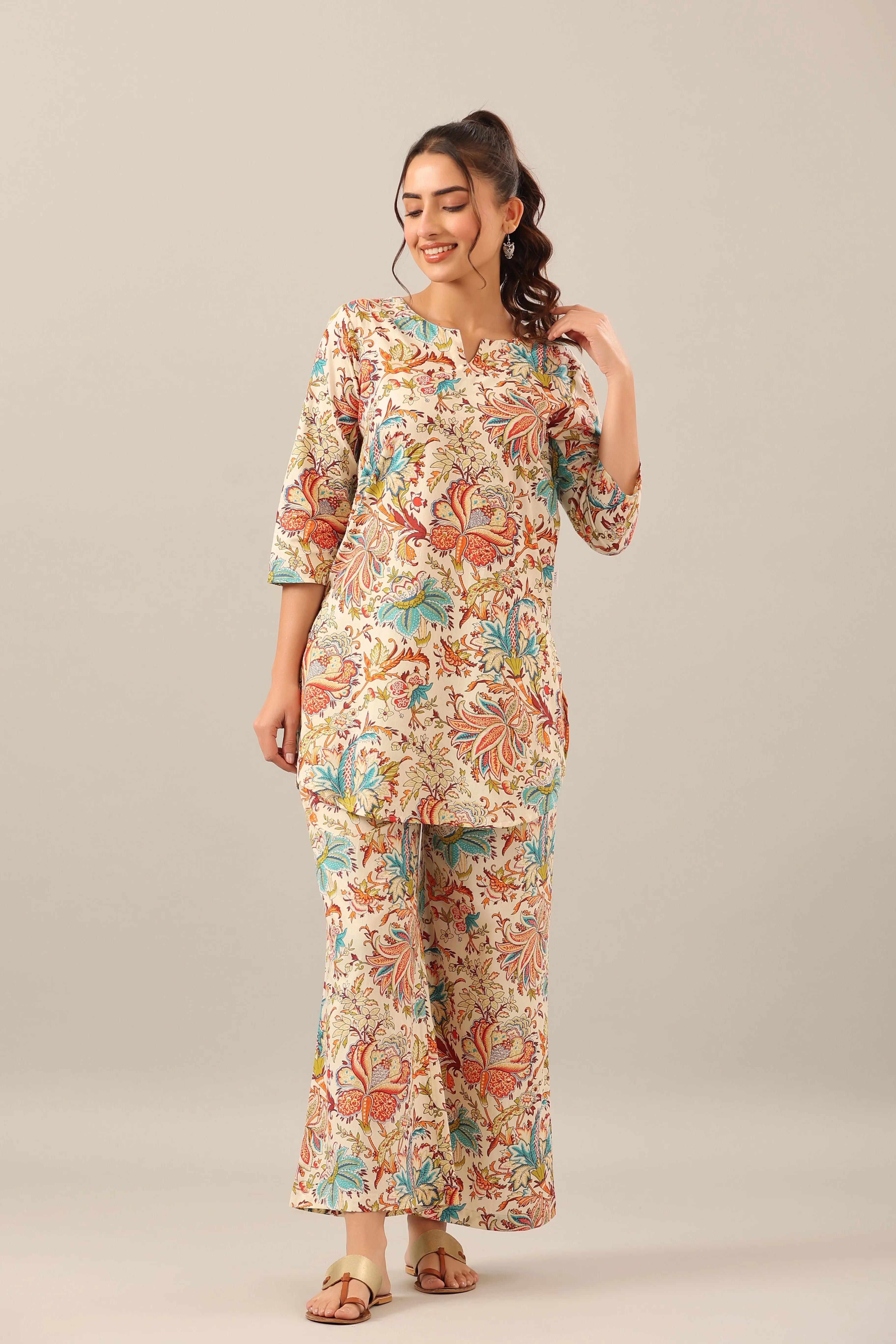 Ethnic Jaal on Cotton Loungewear Set