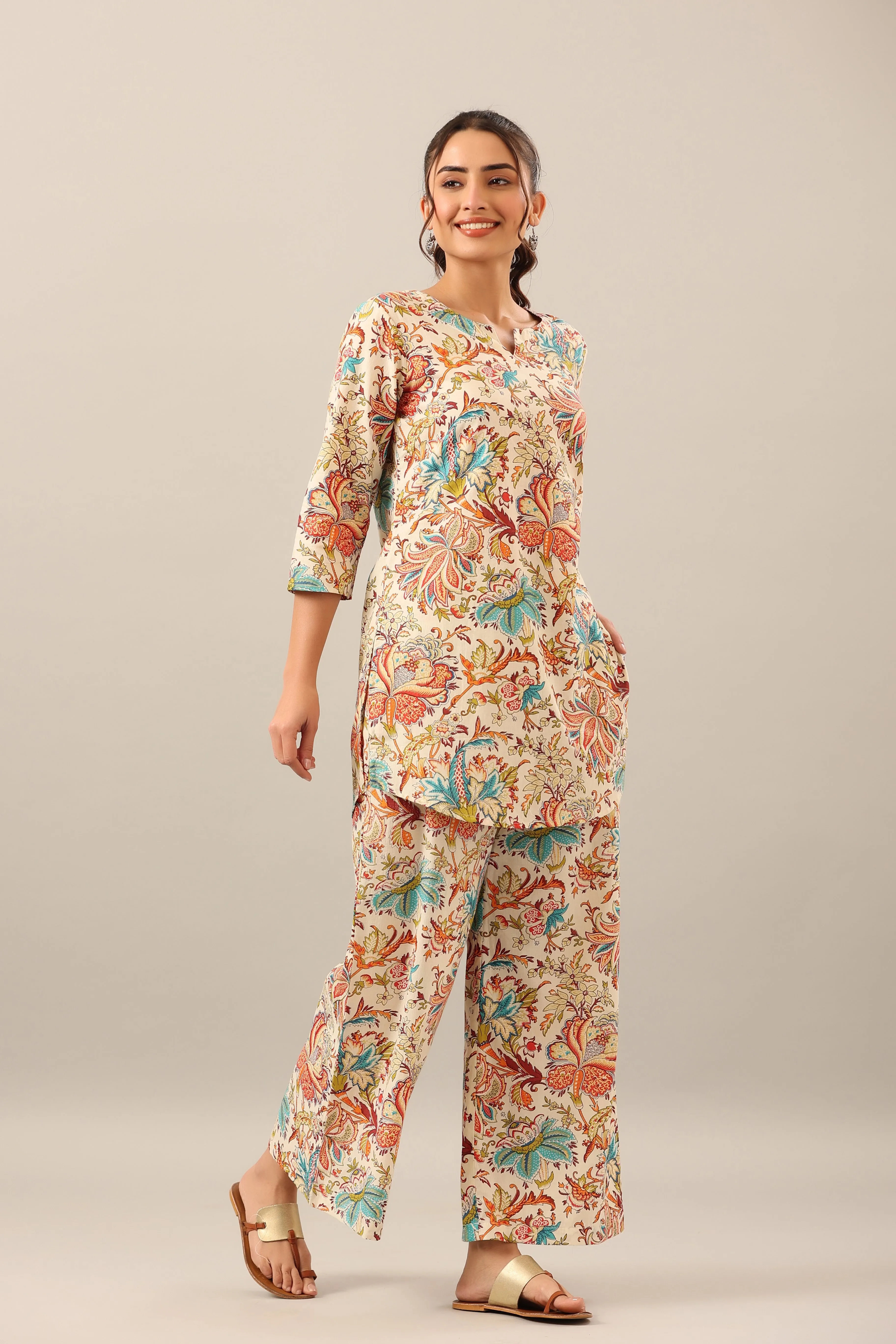 Ethnic Jaal on Cotton Loungewear Set