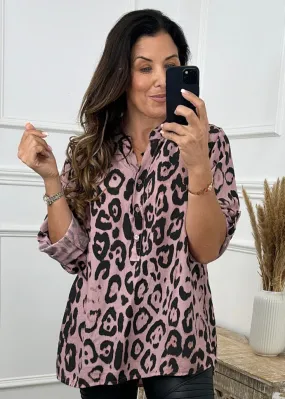 Evie Pink Leopard Print Blouse