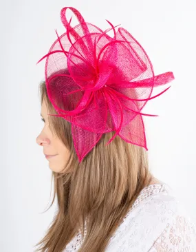 Fascinator | Floral Feather Swirl | Hot Pink