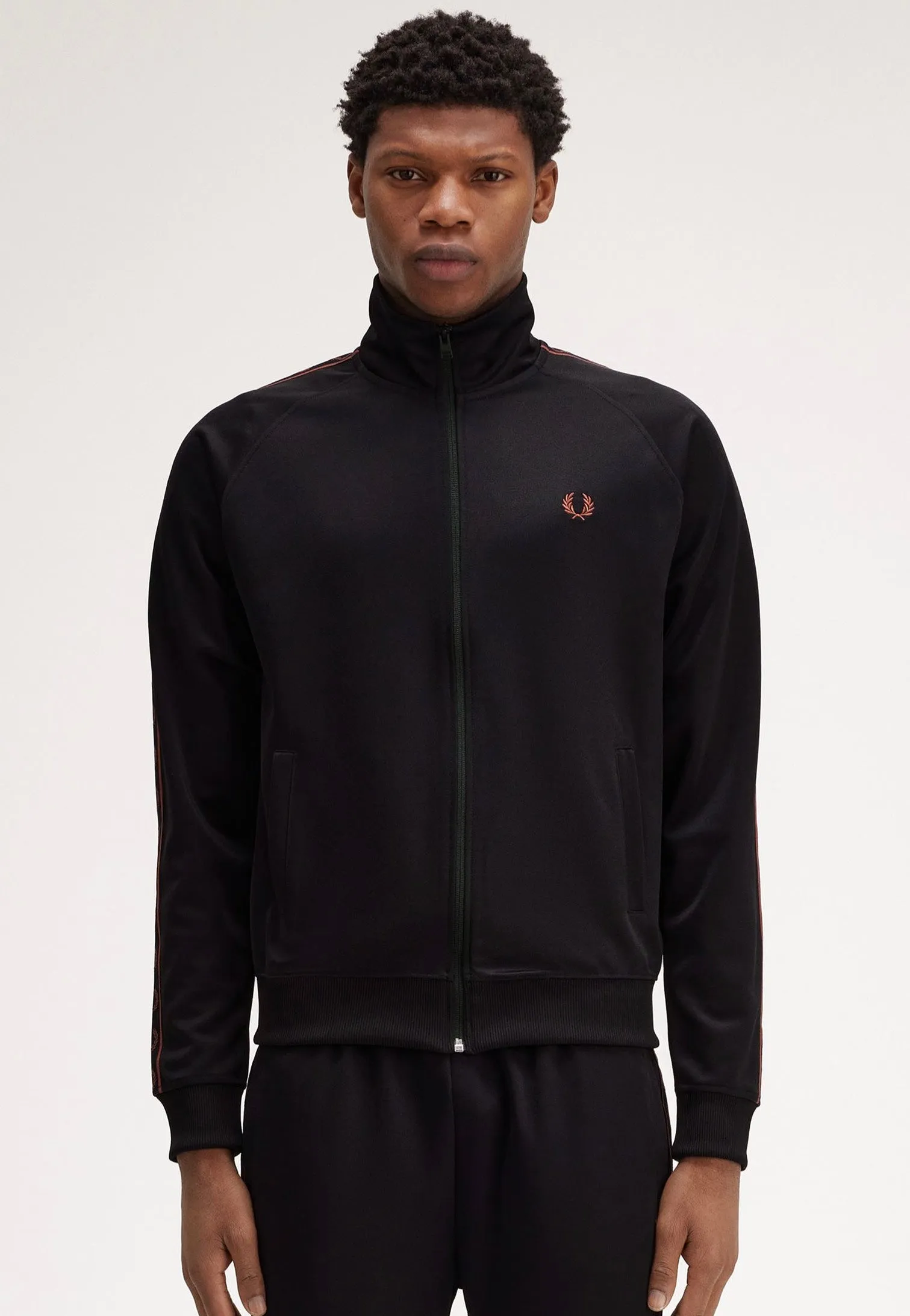 Fred Perry - Contrast Tape Track Black/Whisky Brown - Track Jacket