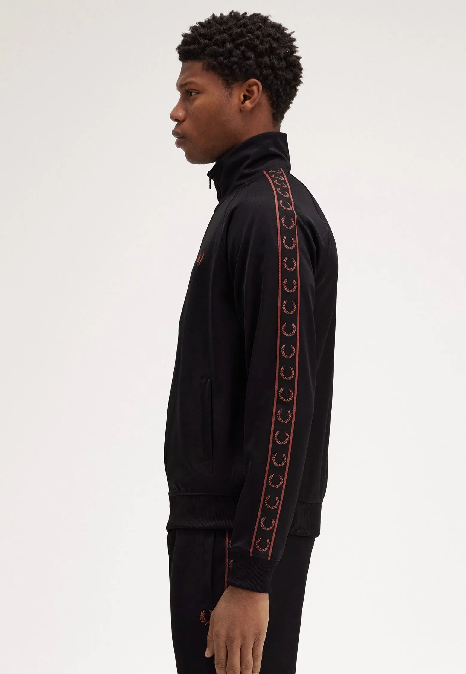 Fred Perry - Contrast Tape Track Black/Whisky Brown - Track Jacket