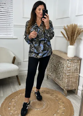 Gemma Blue Animal Print Blouse