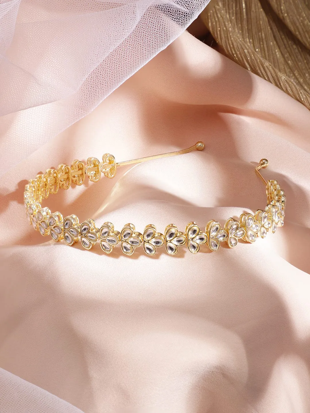 Gold Plated Kundan Studded Hairband