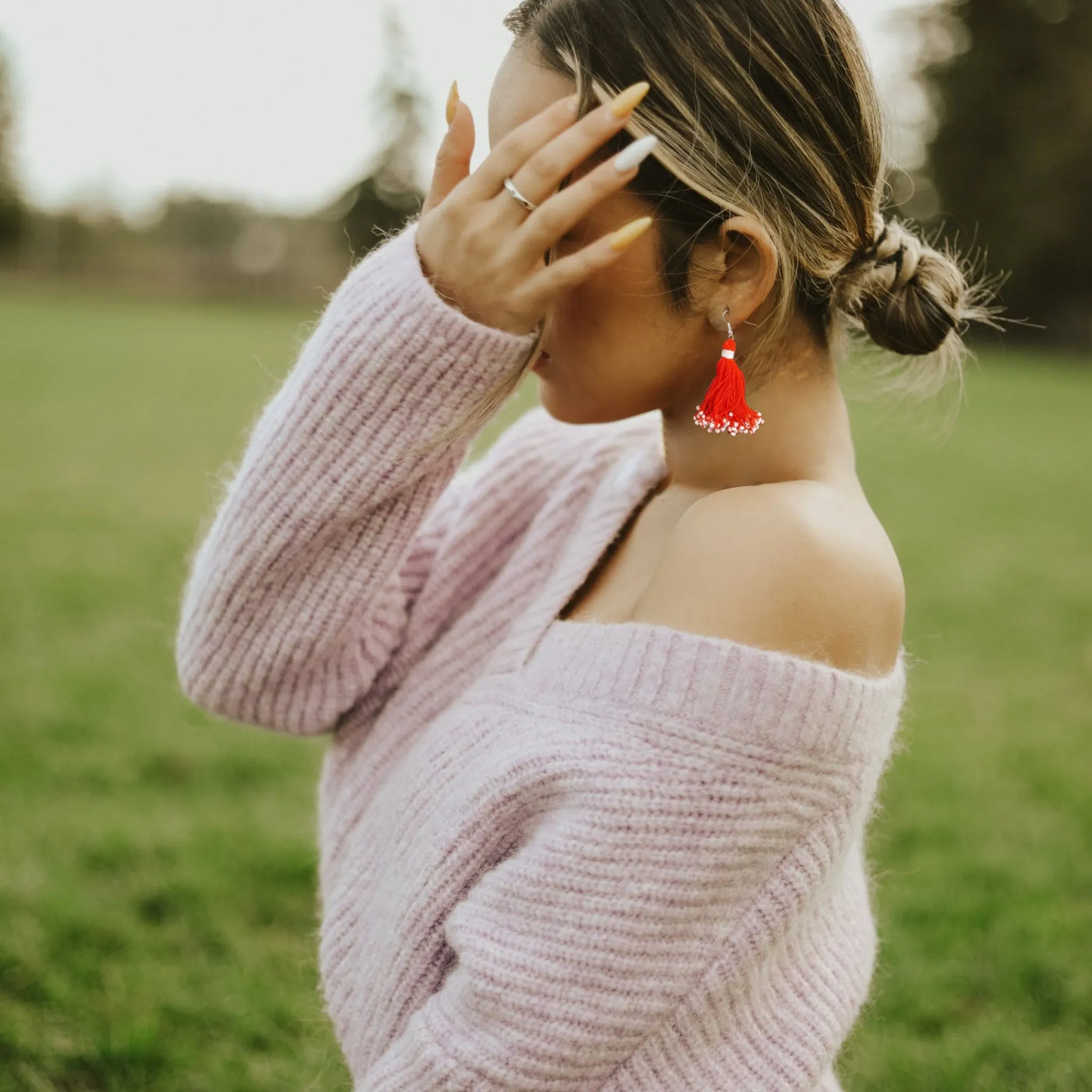 Handmade Beaded Tassel Earrings from Tajikistan