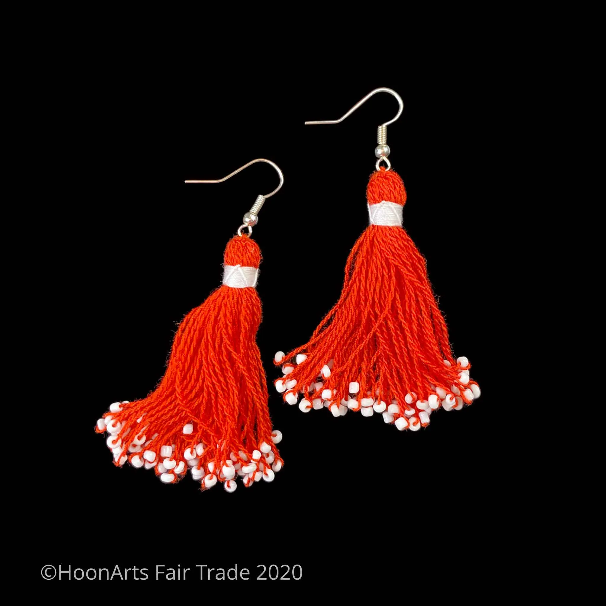 Handmade Beaded Tassel Earrings from Tajikistan