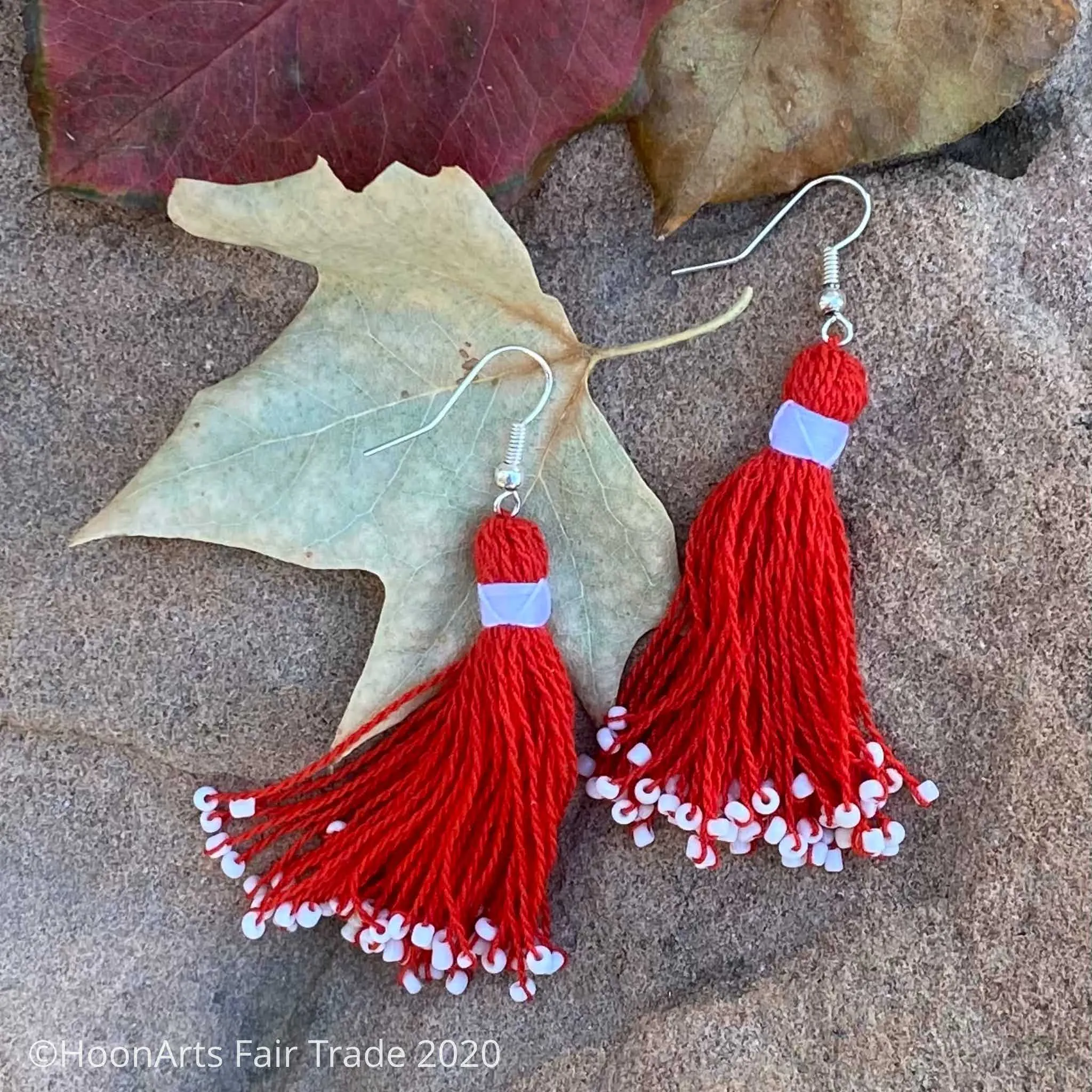 Handmade Beaded Tassel Earrings from Tajikistan