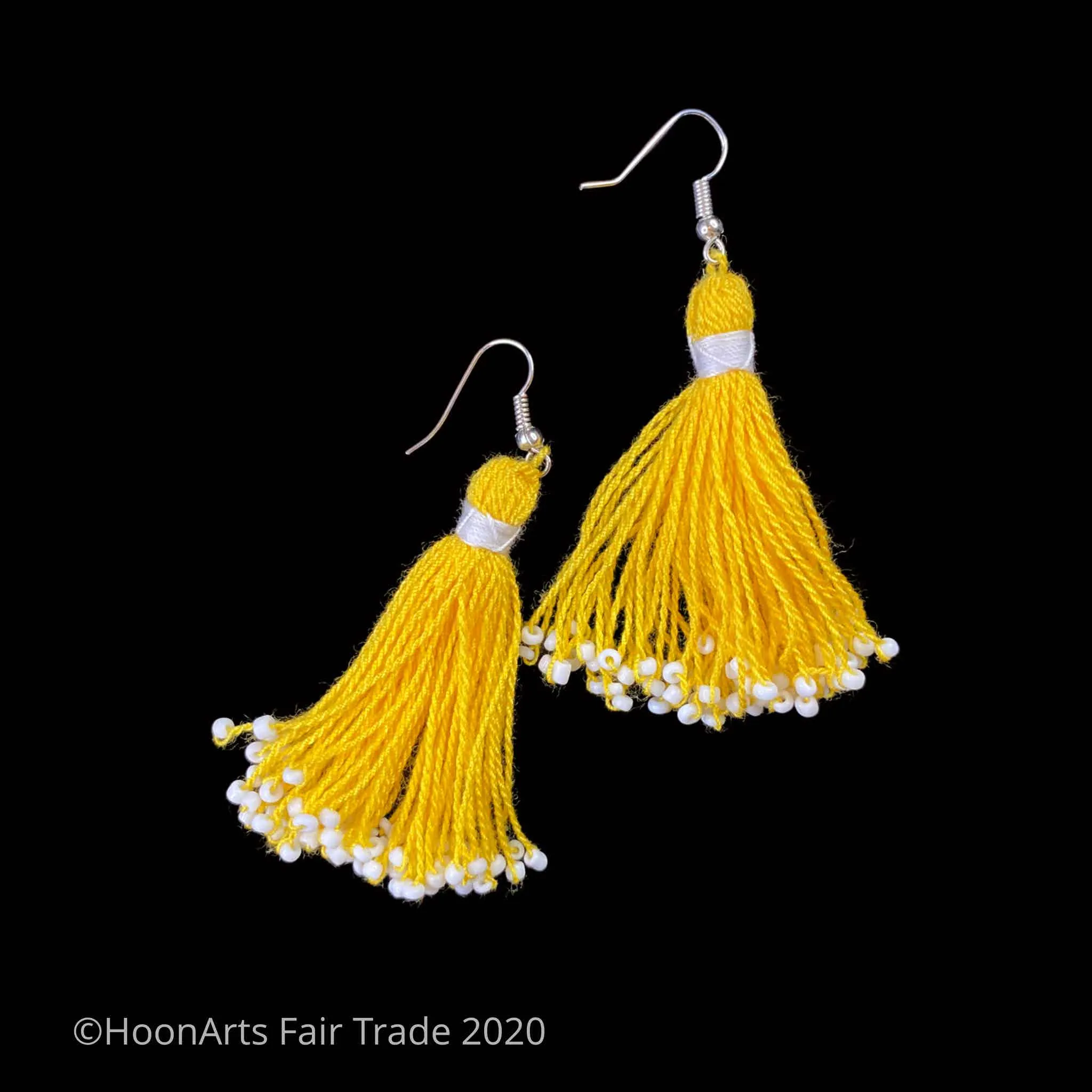 Handmade Beaded Tassel Earrings from Tajikistan