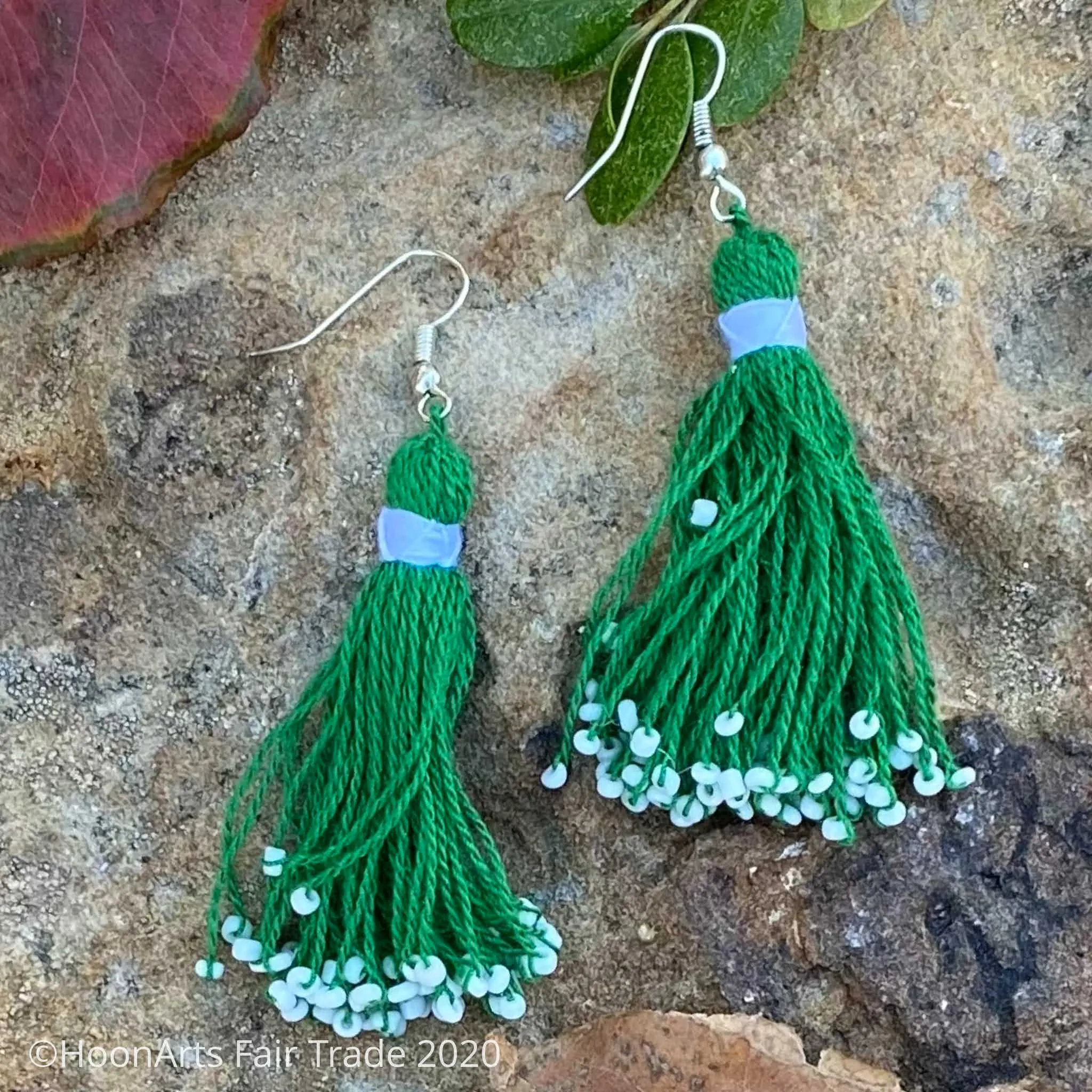 Handmade Beaded Tassel Earrings from Tajikistan